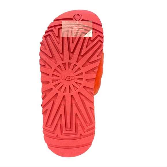 UGG Disco Slides Sandals Pink Cloud Sheepskin Fluff Fur Slingback Strap Logo - Picture 14 of 15